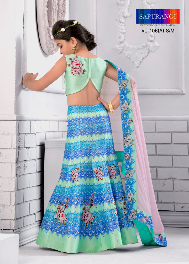 Uniquely Beautiful Kids Khadi Mono Silk Lehenga. - qivii