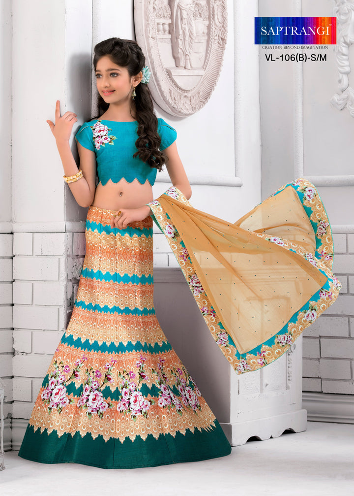 Simply Stunning Khadi Mono Silk Lehenga for Kids - qivii