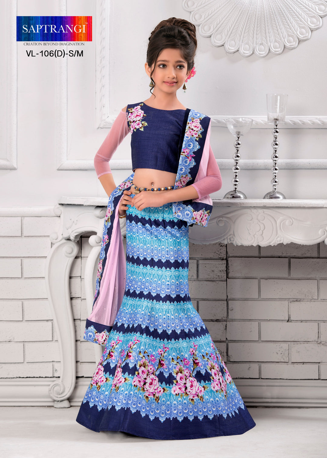 Festive Fun Khadi Mono Silk Lehenga for Kids - qivii