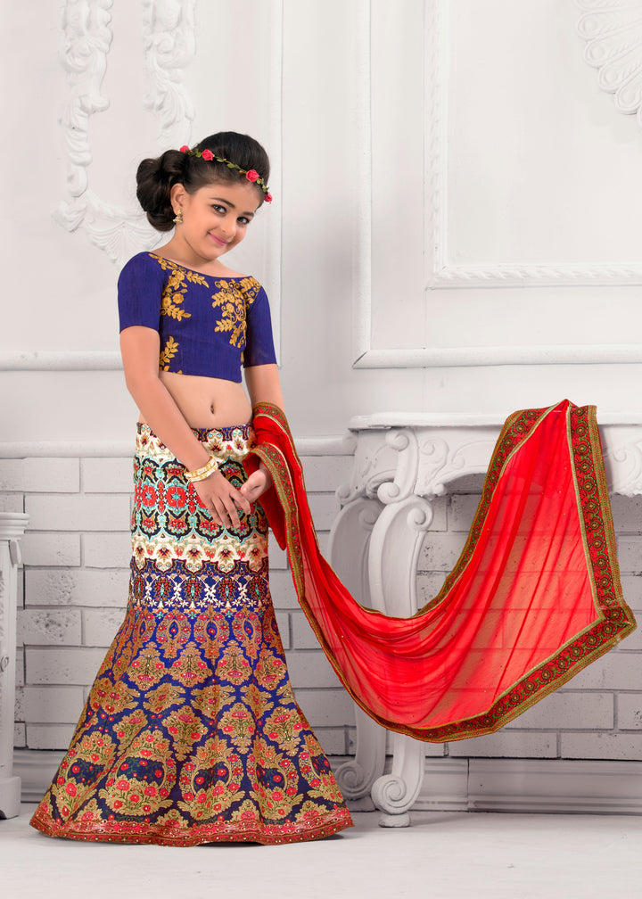 Fairy Tale Princess Khadi Mono Silk Kids Lehenga - qivii