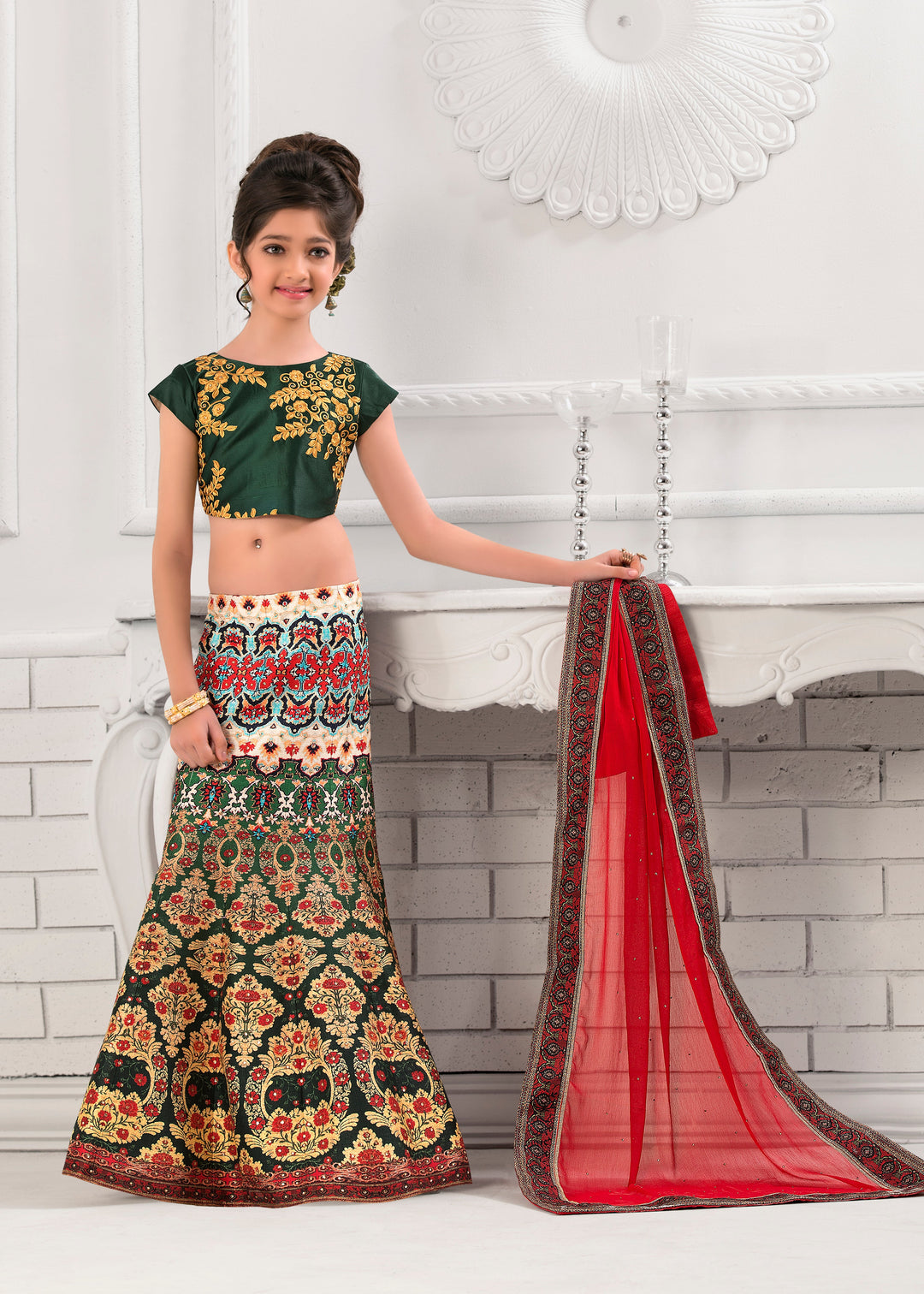Little Miss Sunshine Khadi Mono Silk Kids Lehenga - qivii