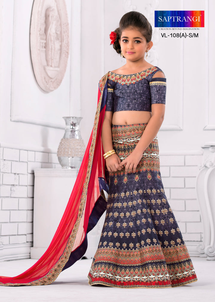 Fairy Tale Magic Khadi Mono Silk Kids Lehenga - qivii