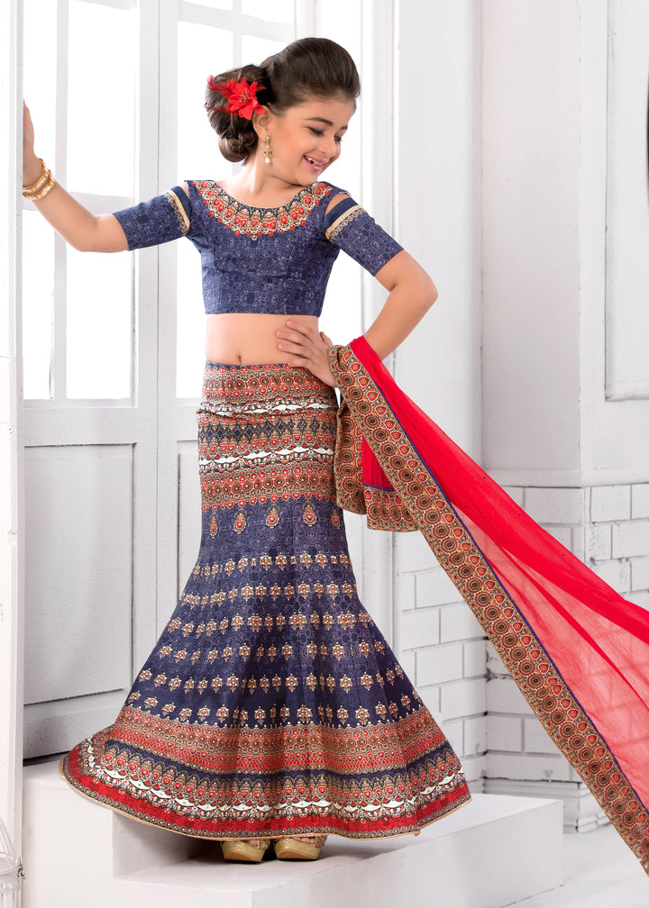 Fairy Tale Magic Khadi Mono Silk Kids Lehenga - qivii