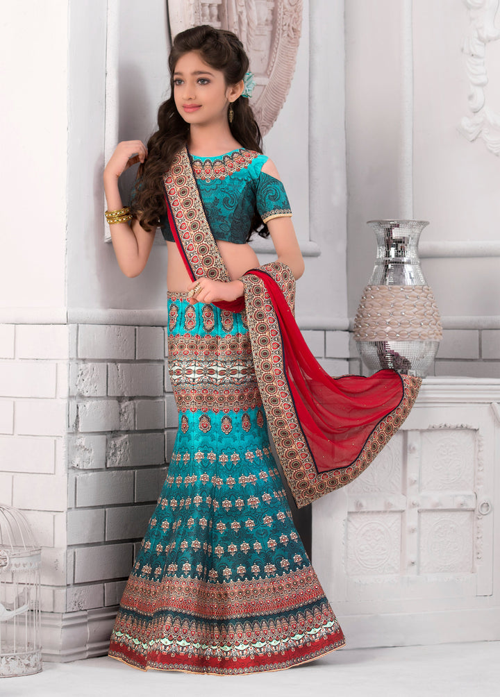 Trendy Tradition Khadi Mono Silk Lehenga for Kids - qivii