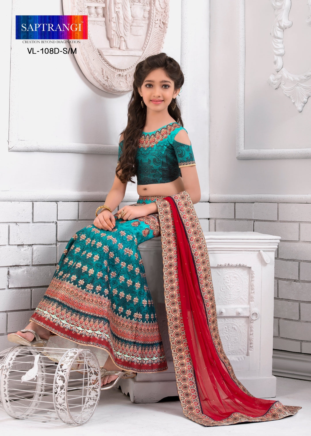 Trendy Tradition Khadi Mono Silk Lehenga for Kids - qivii