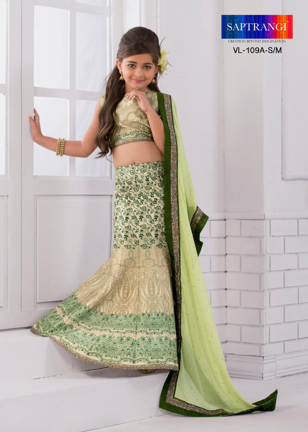 Fashionable Frolic Kids Khadi Mono Silk Lehenga. - qivii