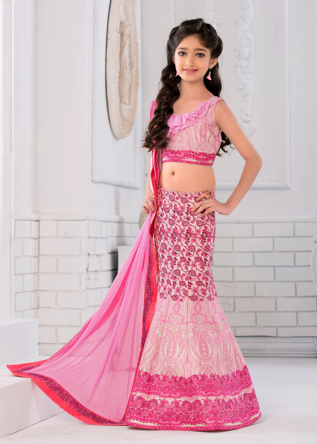 Magical Wonder Khadi Mono Silk Kids Lehenga - qivii