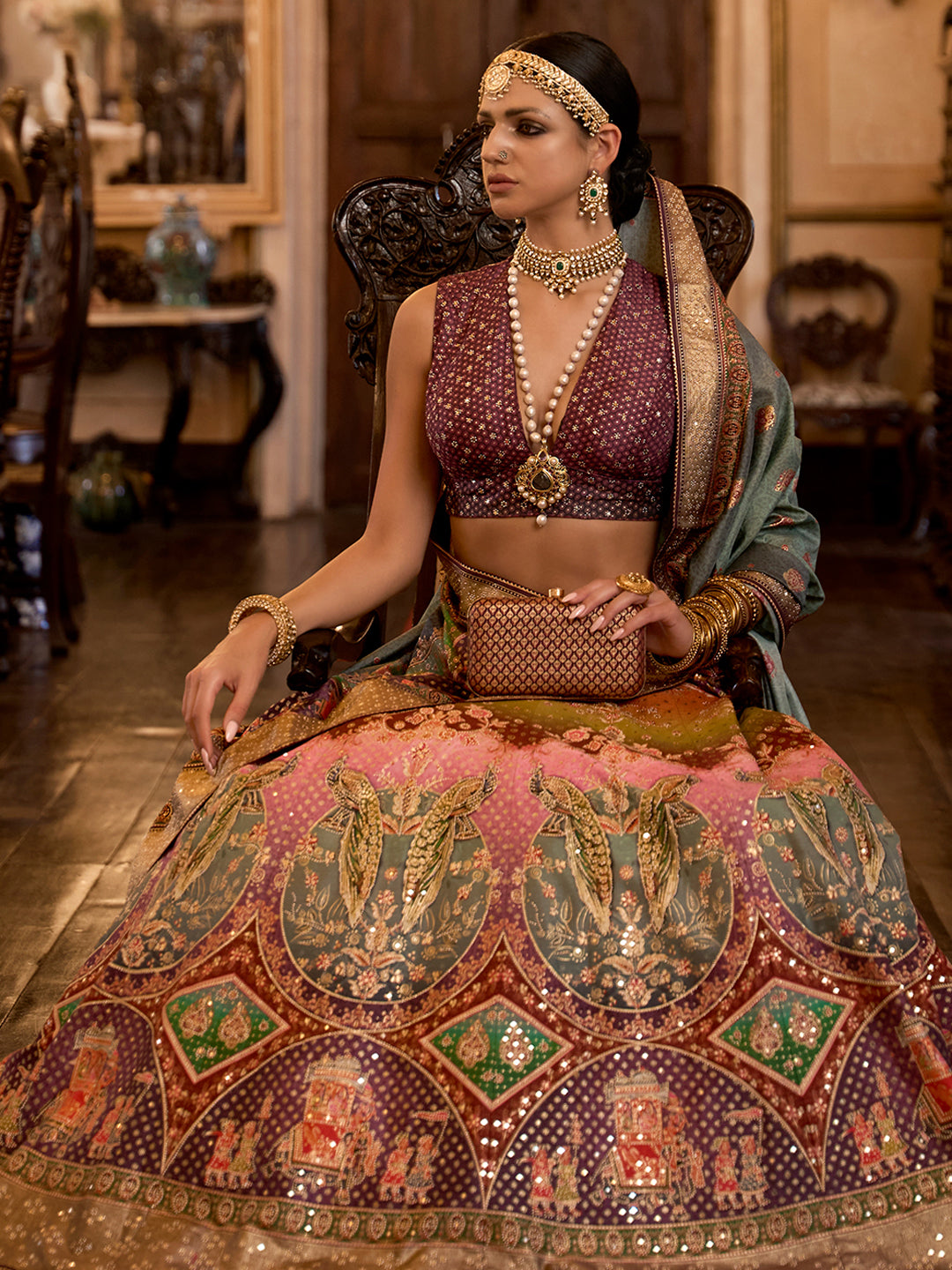 Purple Pink Designer Silk Ready to Wear Lehenga Choli With Sparkle & Aari Mirror Work - qivii
