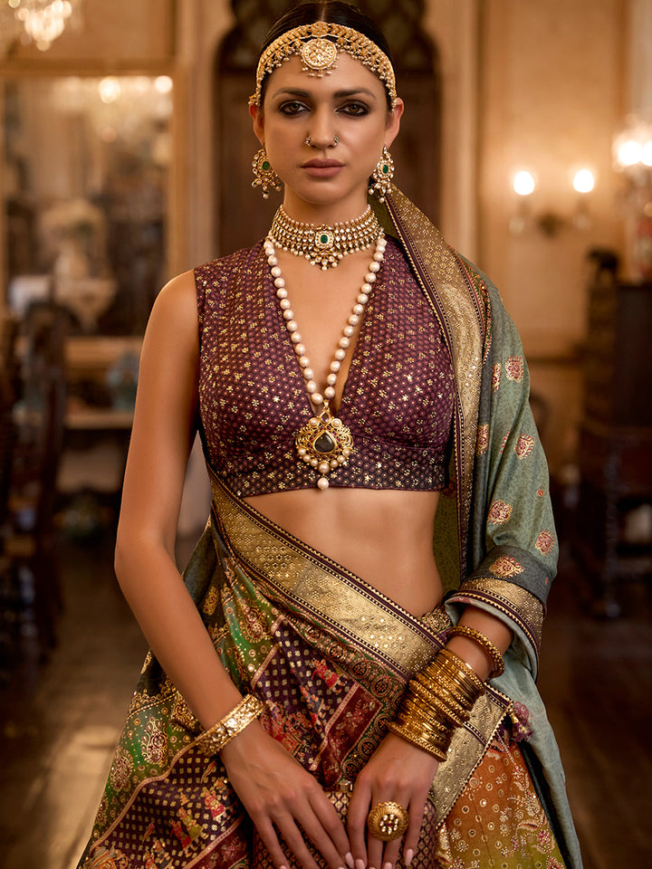 Purple Pink Designer Silk Ready to Wear Lehenga Choli With Sparkle & Aari Mirror Work - qivii