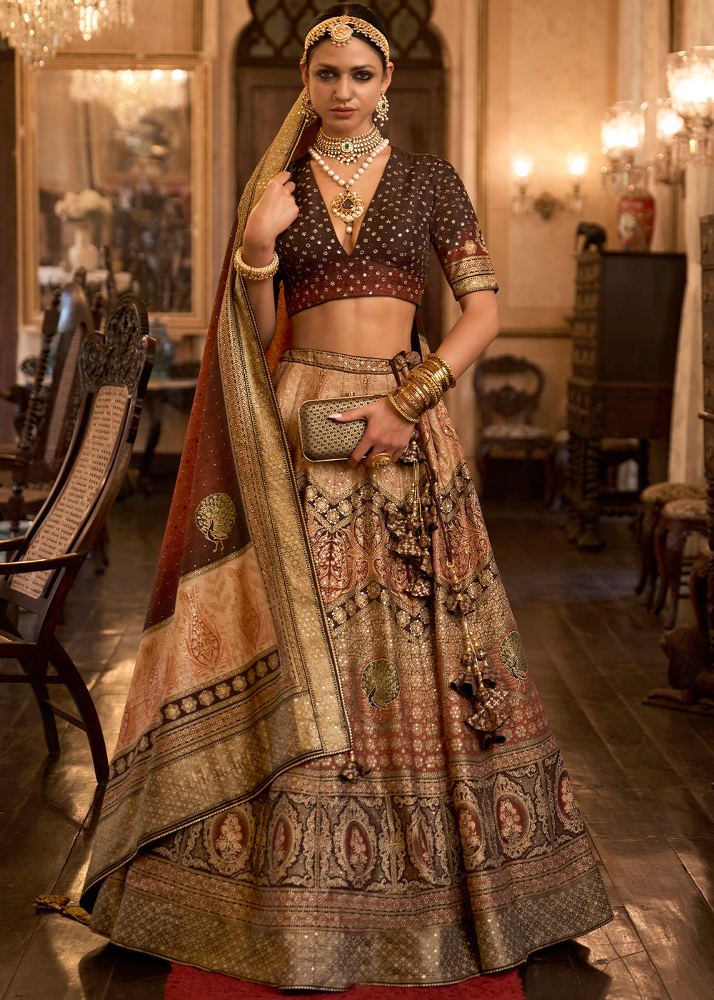 Purple & Green Ready to Wear Designer Silk Lehenga Choli with Sparkle & Aari Mirror work | Ready To Wear - qivii