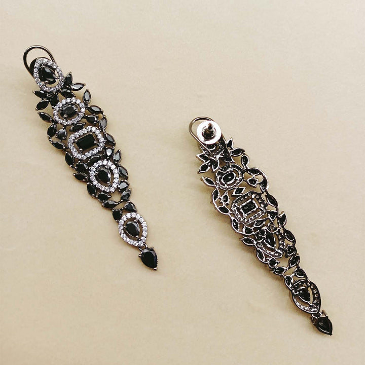 Epshita Black Stone Diamond Victorian Earrings - qivii