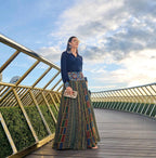 Designer Blue With multi Color Print Stylish Shirt And Skirt Indo Western