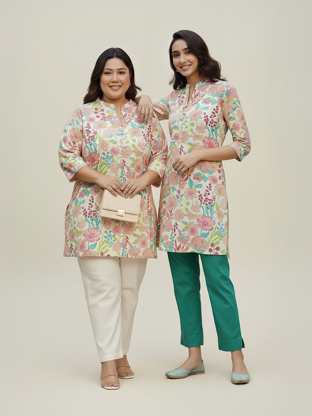 Multicolour Cotton Floral A-Line Tunic
