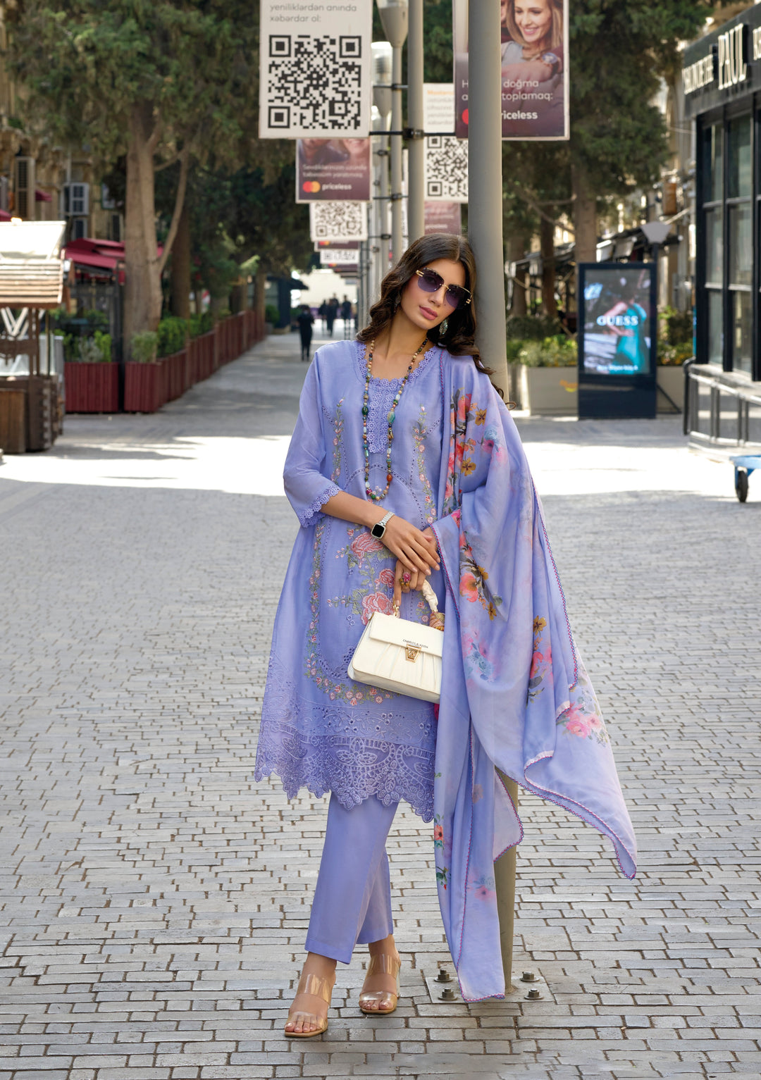 PURPLE COTTON WITH EMBROIDERY WORK SALWAR SUIT - qivii