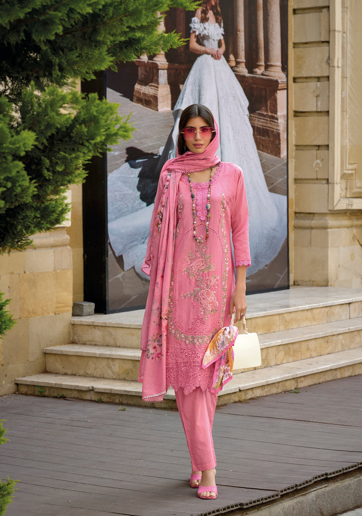 PINK COTTON WITH EMBROIDERY WORK SALWAR SUIT - qivii