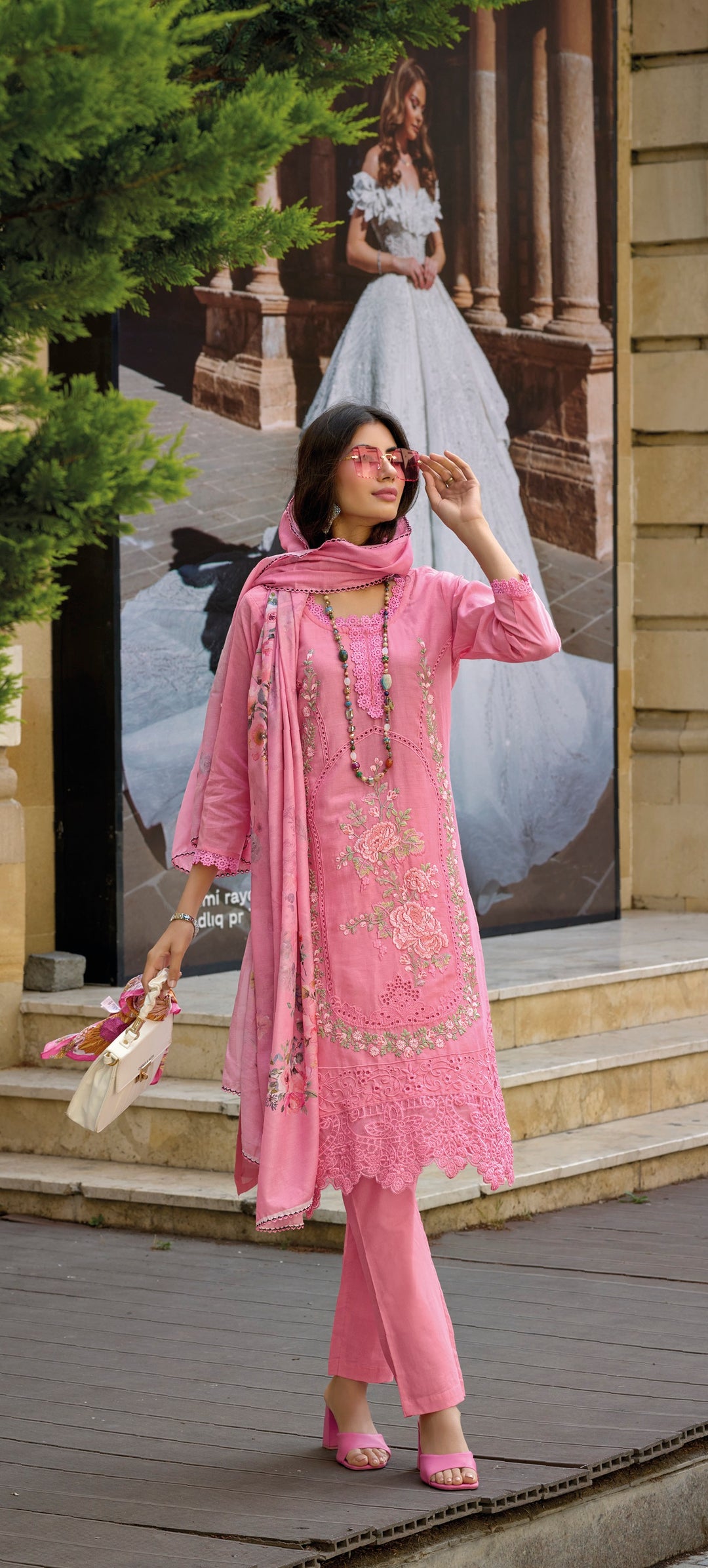 PINK COTTON WITH EMBROIDERY WORK SALWAR SUIT - qivii
