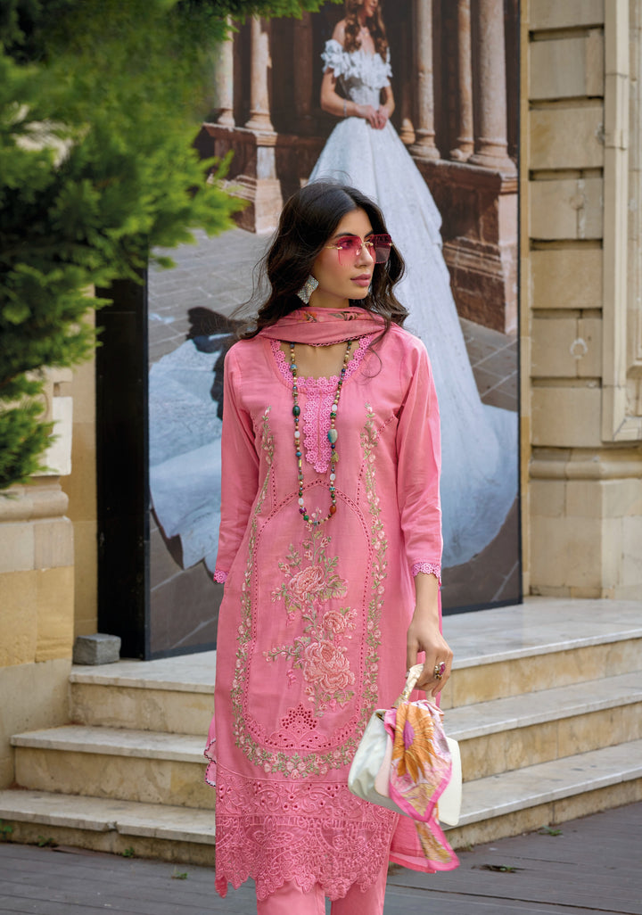PINK COTTON WITH EMBROIDERY WORK SALWAR SUIT - qivii