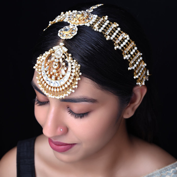 Sona Pachi Kundan Sheeshpatti With Teeka - qivii