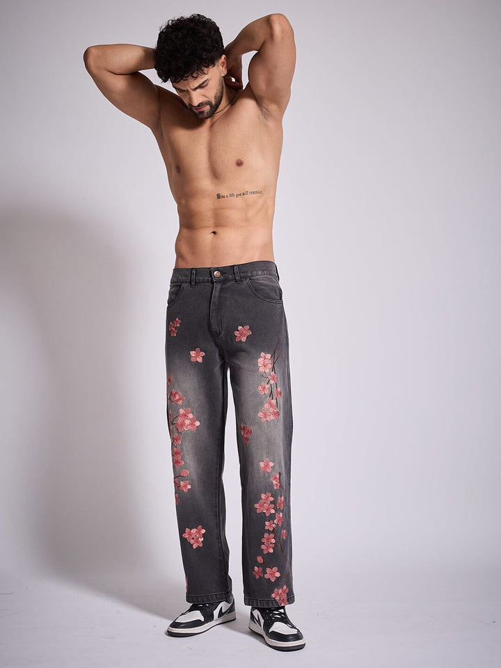 Grey Tint Cherry Blossom Straight Fit Denim