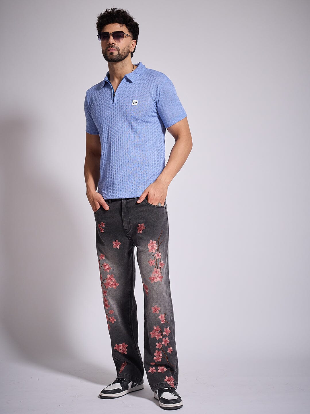 Grey Tint Cherry Blossom Straight Fit Denim