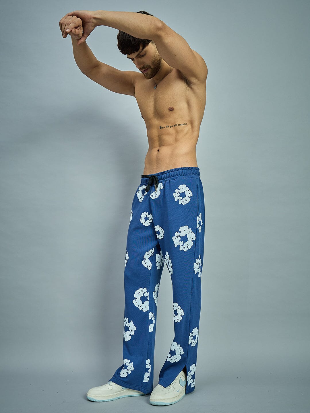 Navy Floral Boot Cut Trackpants
