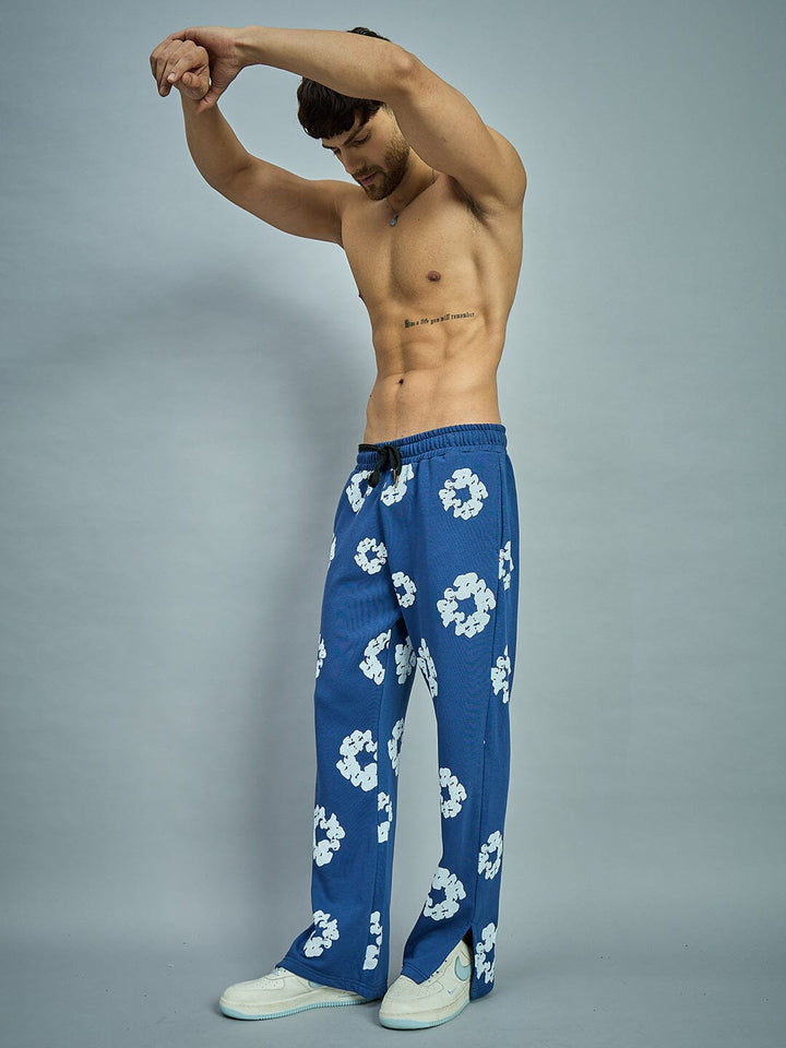 Navy Floral Boot Cut Trackpants