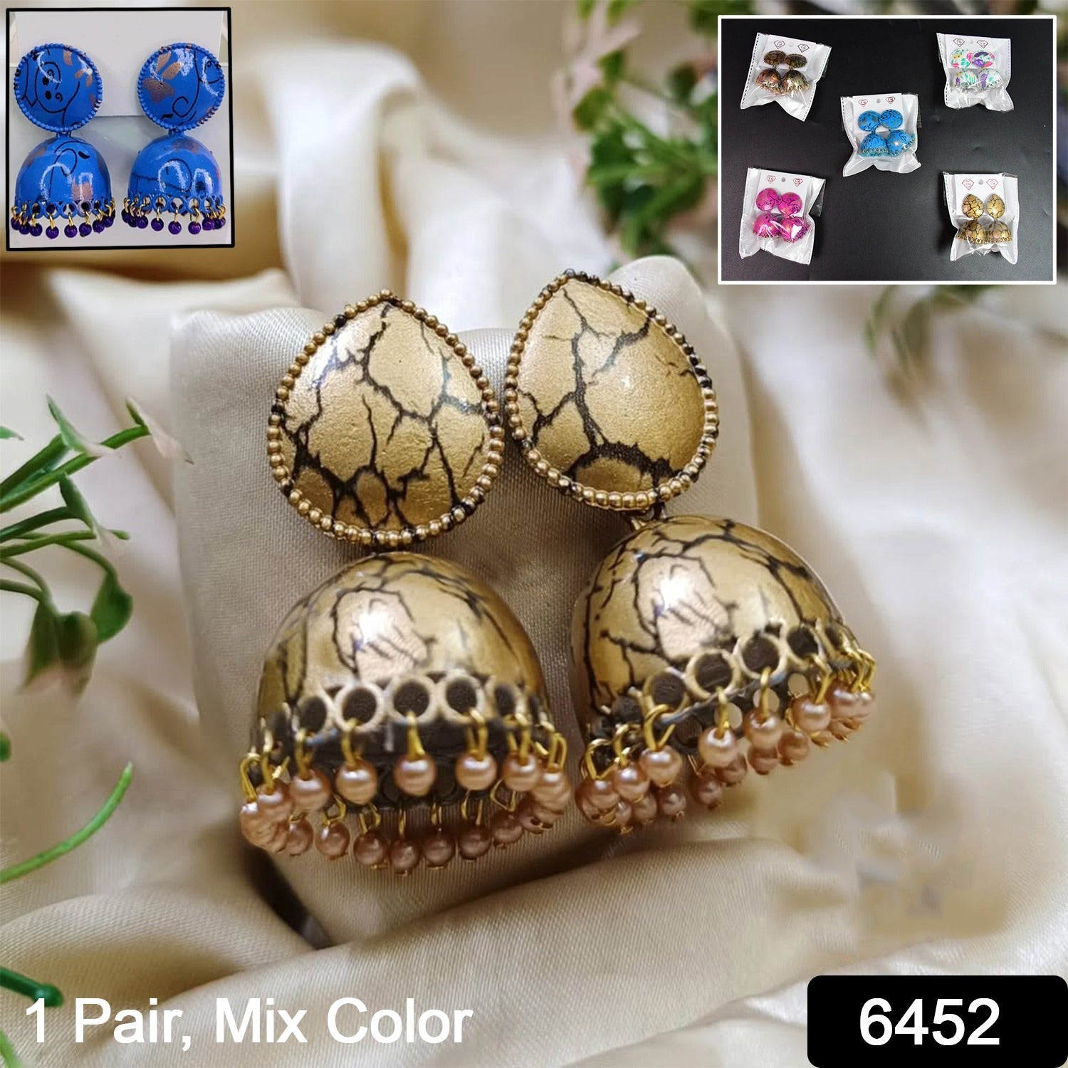 Jhumka Earrings / Buti for Women & Girls (1 Pair / Mix Color & Design)