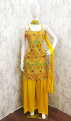 Yellow Chinon Sequence Embroidery Work Salwar Suit