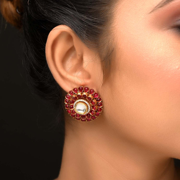 Exquisite Mridula Rose Pink Diamonds Gold Plated Kundan Tops with intricate traditional Kundan and colored stones design