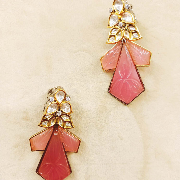  Intricately crafted Diyanshi Pink Rhodium Plated Victorian Earrings with Kundan and Brass Metal 