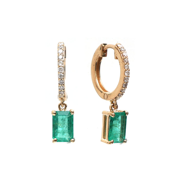 Emerald Octogen Mini Huggies Earrings - qivii