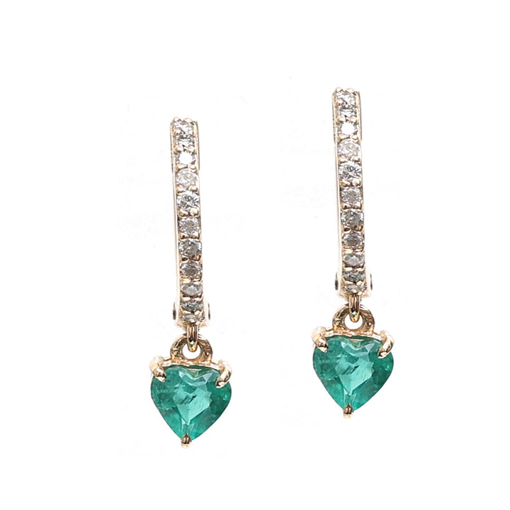 Emerald Heart Mini Huggies Earrings - qivii
