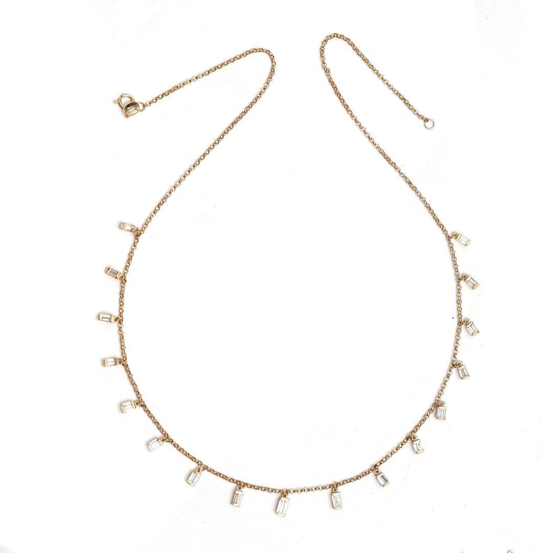 Diamond Baguette Link Chain Necklace - qivii