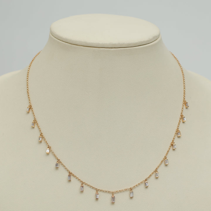 Diamond Baguette Link Chain Necklace - qivii