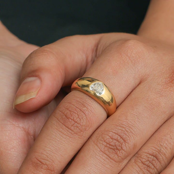 Diamond Heart Mini Chunky Ring - qivii