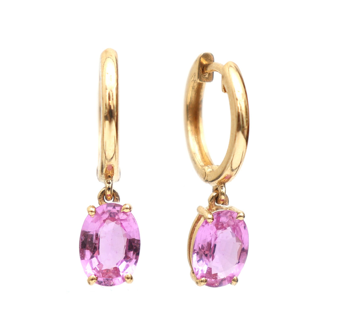 Pink Sapphire Oval Prong Set Mini Earrings - qivii