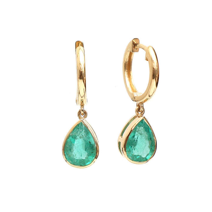 Emerald Bezel Set Pear Mini Earrings - qivii