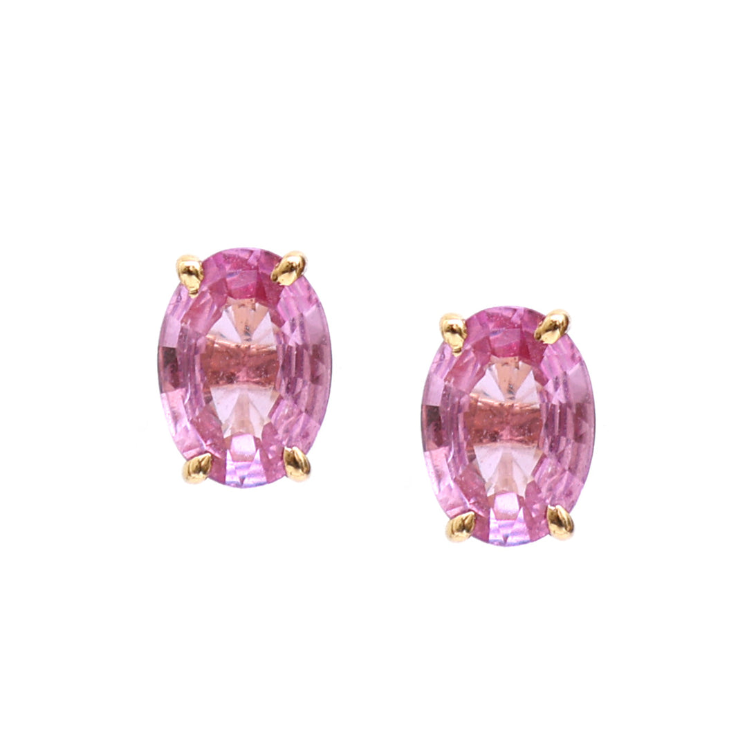 Pink Sapphire Oval Studs - qivii