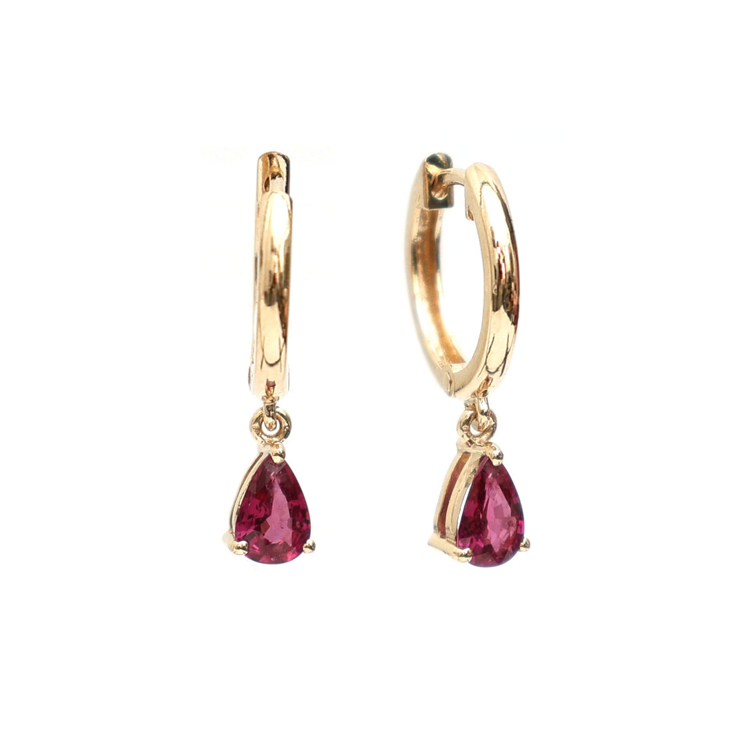Ruby Pear Mini Drop Earrings - qivii