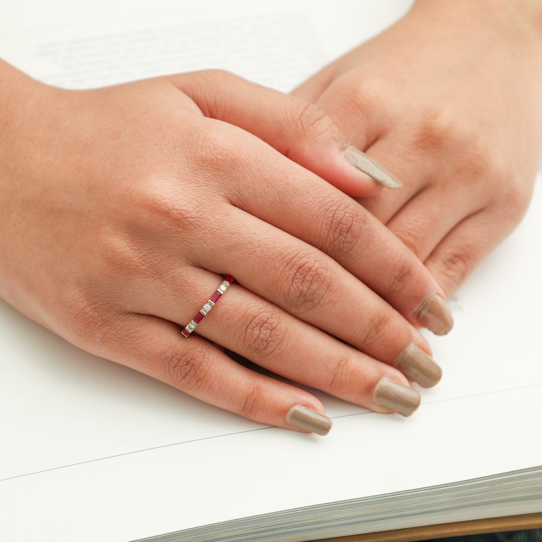 Ruby Baguettes Diamond Antique Ring - qivii