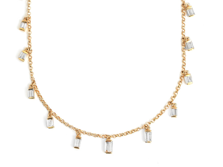 Diamond Baguette Link Chain Necklace - qivii