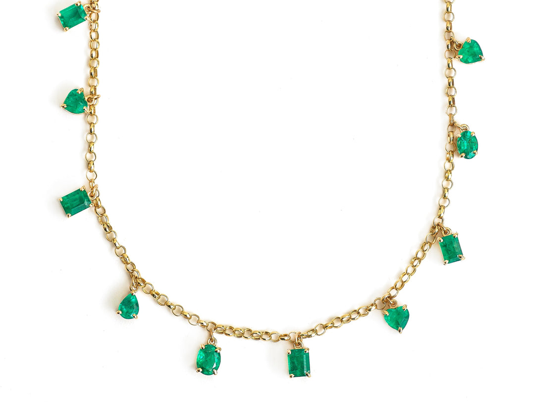 Emerald Mix Shape Link Chain Necklace - qivii