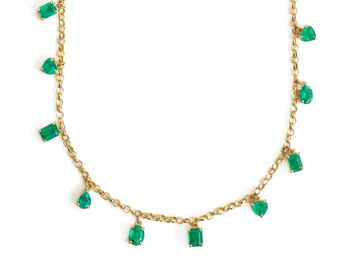 Emerald Mix Shape Link Chain Necklace - qivii