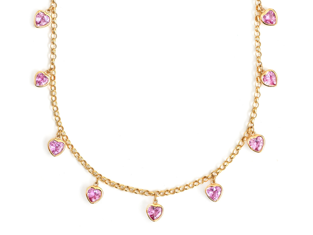 Pink Sapphire Heart Bezel Set Necklace - qivii