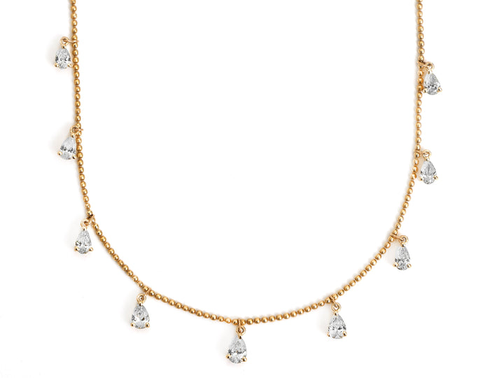 Diamond Pear Ball Chain Necklace - qivii