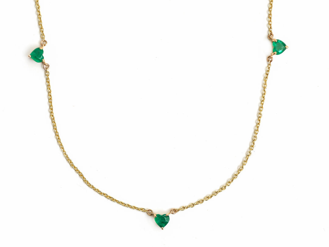 Emerald Heart Link Chain Necklace - qivii