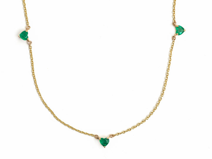 Emerald Heart Link Chain Necklace - qivii