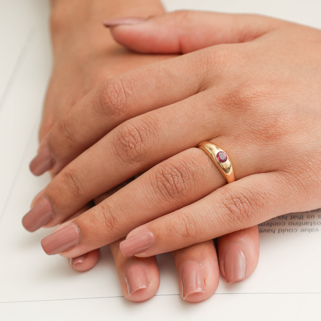 Ruby Cushion Flush Set Mini Chunky Ring - qivii