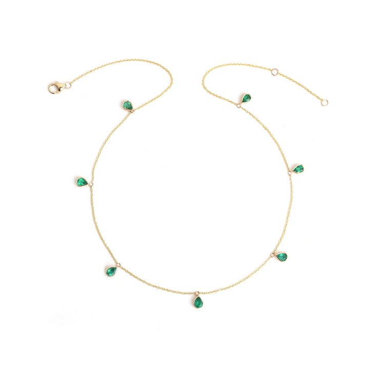 Emerald Bezel Set Pear Shape Chain Necklace - qivii