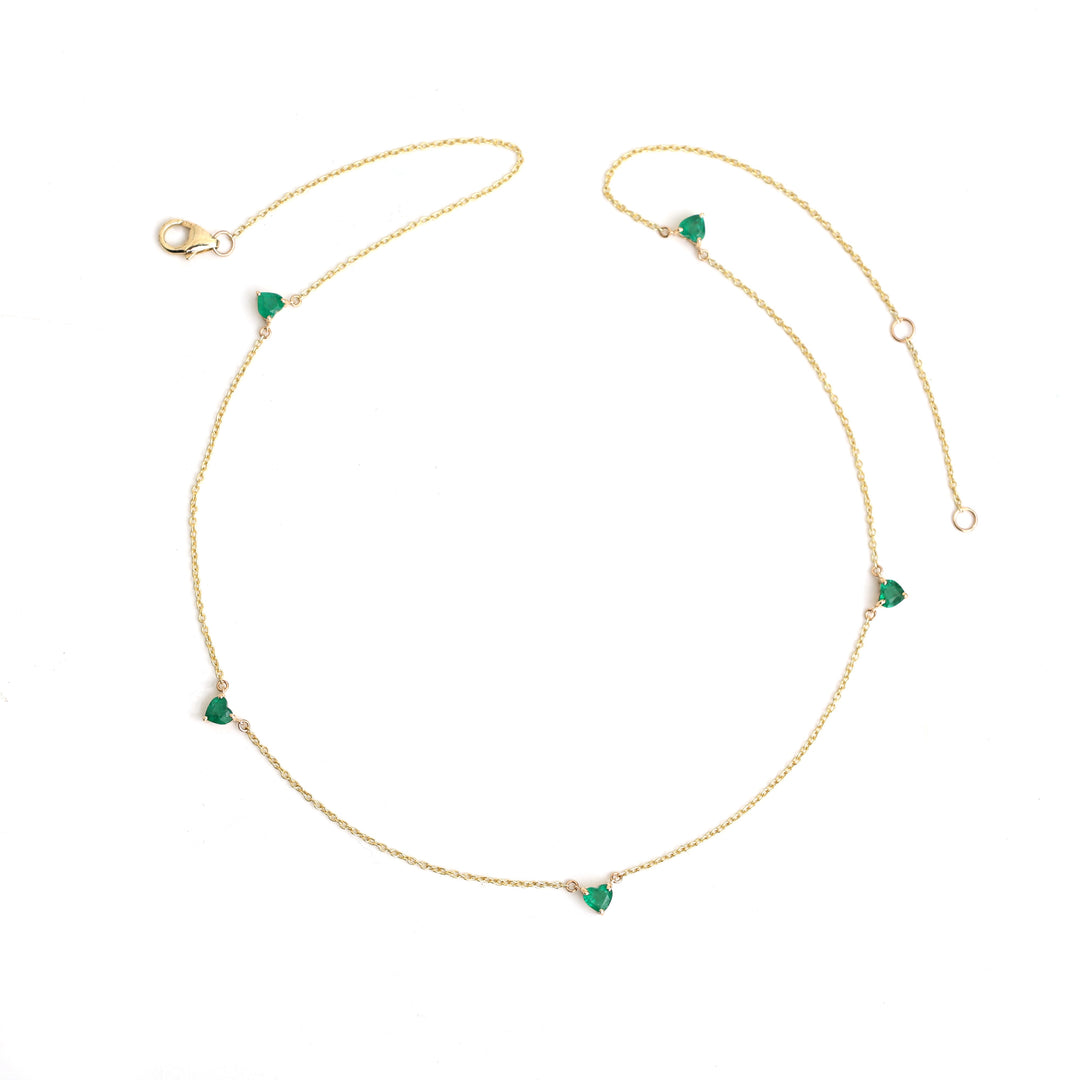 Emerald Heart Link Chain Necklace - qivii
